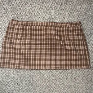 Brown Plaid Women's Skirt